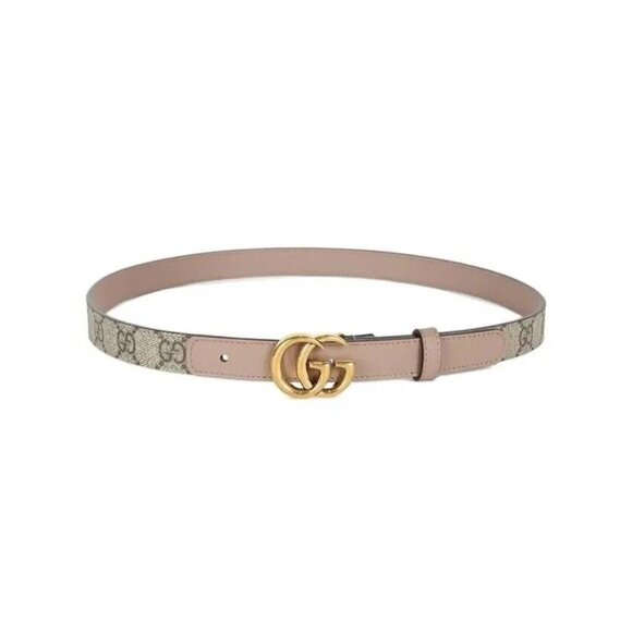 NEW GUCCI 430$ GG Marmont Belt In Beige GG Supreme & Pink Leather 110 Cm 40 In